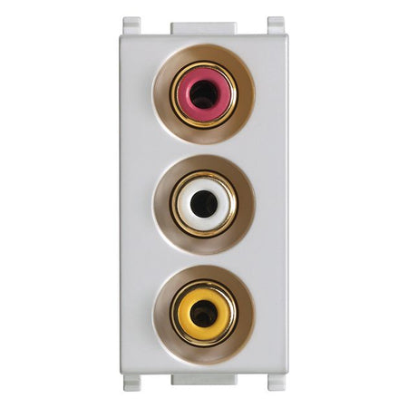 Vimar Plana Socket with 3 RCA Connectors, 1-Module, IP20, Flush-Mounted, Screw Terminals — Quality Boat Parts