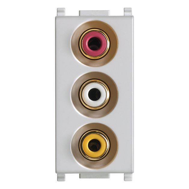 Vimar Plana Socket with 3 RCA Connectors, 1-Module, IP20, Flush-Mounted, Screw Terminals — Quality Boat Parts