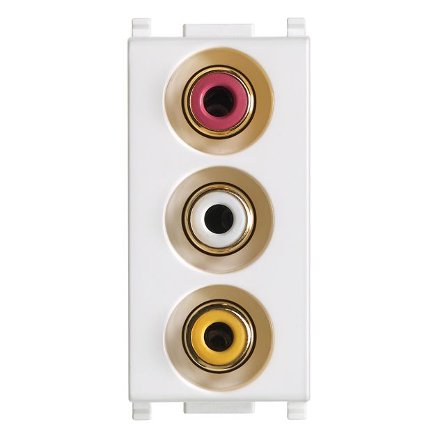 Vimar Plana Socket with 3 RCA Connectors, 1-Module, IP20, Flush-Mounted, Screw Terminals — Quality Boat Parts