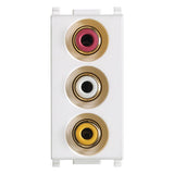 Vimar Plana Socket with 3 RCA Connectors, 1-Module, IP20, Flush-Mounted, Screw Terminals — Quality Boat Parts