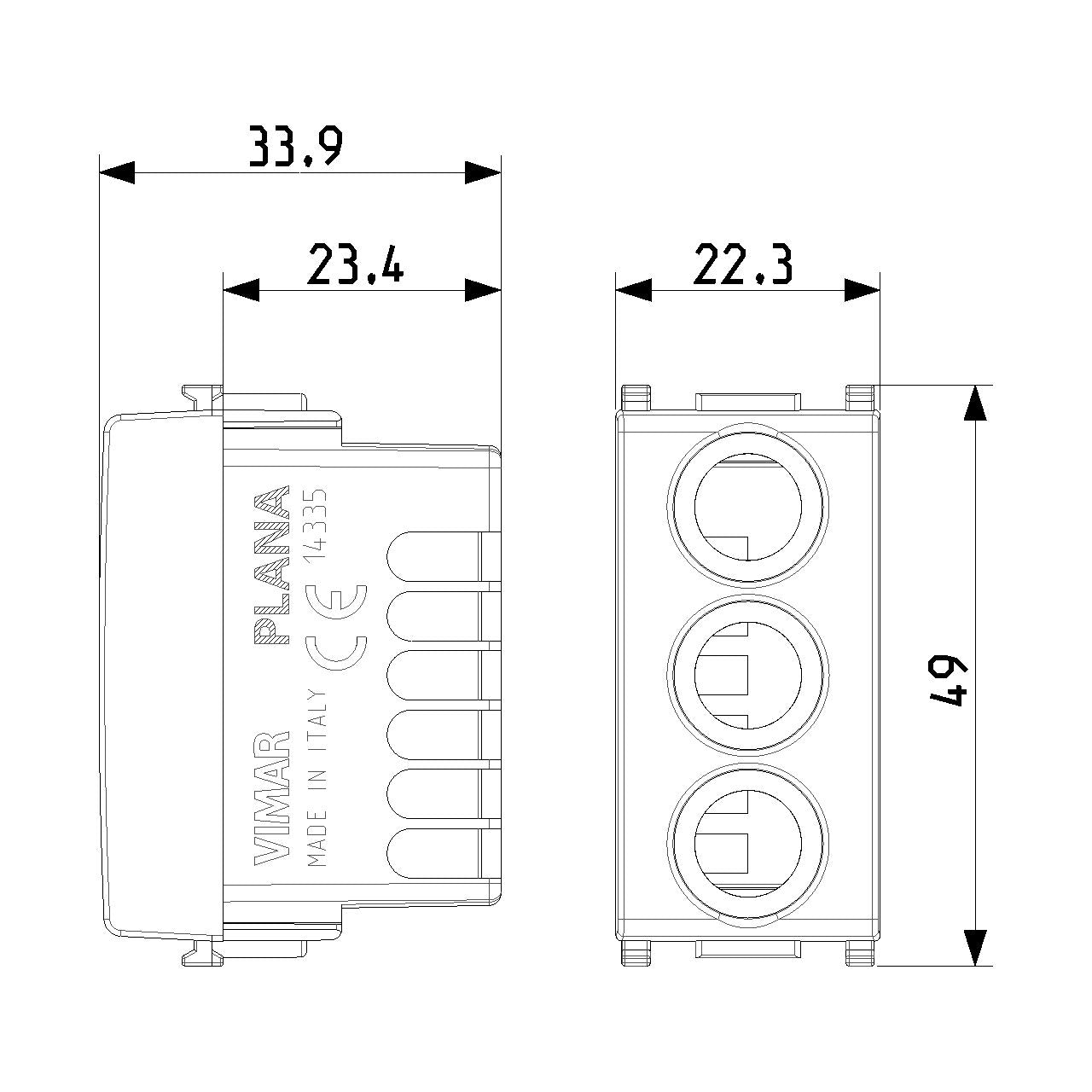 Vimar Plana Socket with 3 RCA Connectors, 1-Module, IP20, Flush-Mounted, Screw Terminals — Quality Boat Parts
