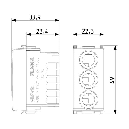 Vimar Plana Socket with 3 RCA Connectors, 1-Module, IP20, Flush-Mounted, Screw Terminals — Quality Boat Parts