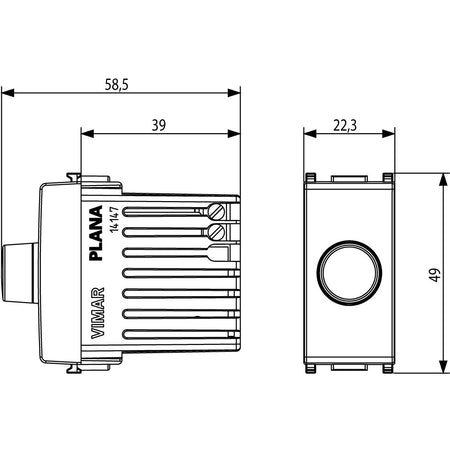 Vimar Plana Dimmer, 120V, 30-500W/30-300VA, IP40, Rotary Potentiometer, Flush Mount — Quality Boat Parts