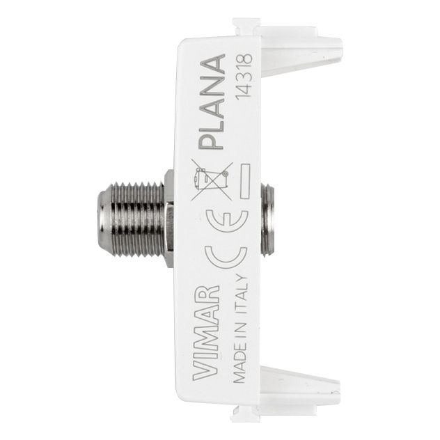 Vimar Plana Coaxial F-Type Female Socket Connector, End Socket, 2400 MHz, Snap Mounting, Remote Power Supply Compatible — Quality Boat Parts