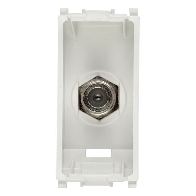 Vimar Plana Coaxial F-Type Female Socket Connector, End Socket, 2400 MHz, Snap Mounting, Remote Power Supply Compatible — Quality Boat Parts
