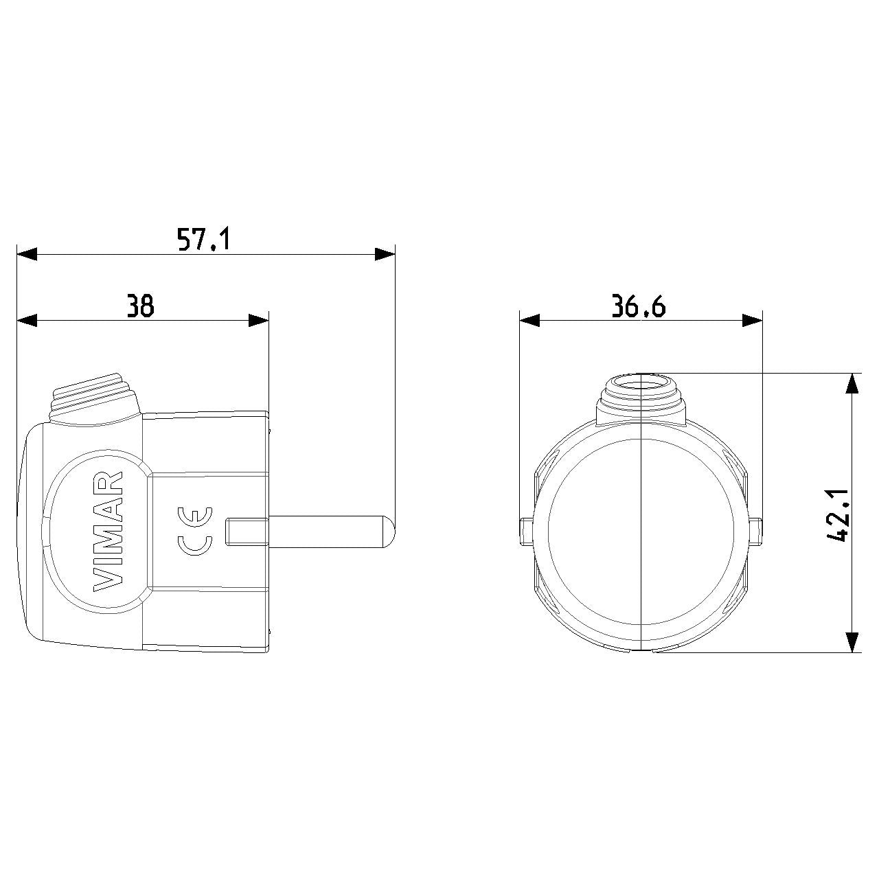 Vimar Supernova S31 German/French 2P+E Plug, 16A, 250V, 90 Degree Cable Entry, IP20 — Quality Boat Parts