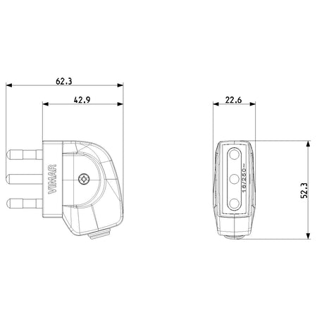 Vimar Supernova S17 2P+E 90 Degree Plug, 16A, 250V, IP20, Screw Terminal — Quality Boat Parts