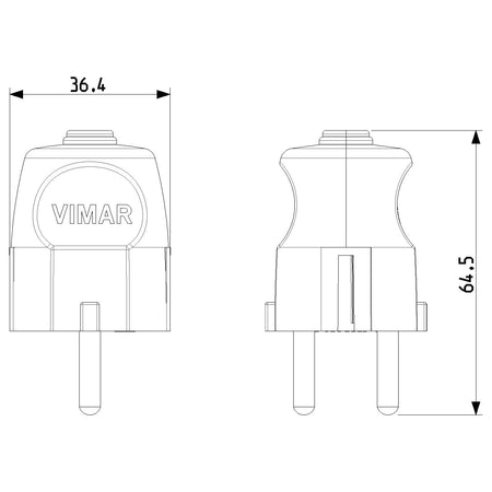 Vimar Supernova German Standard 2P+E Axial Plug, 16A, 250V, IP20, Screw Terminal, Thermoplastic — Quality Boat Parts