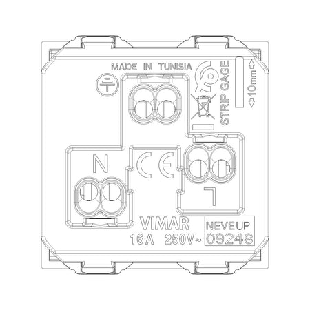 Vimar Neve Up 2P+E 16A USA+EU SICURY Outlet, 250V, Flush Mount — Quality Boat Parts