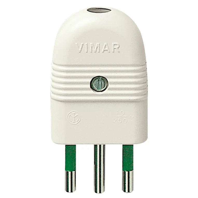 Vimar Mille 2P+E 10A Axial Plug, Italian Standard S11, 250V, IP20 — Quality Boat Parts
