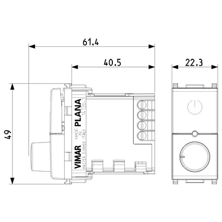 Vimar Plana Universal MASTER Rotary Dimmer, 230V, 50Hz, Phase-Cutting, Flush Mount, IP40 — Quality Boat Parts