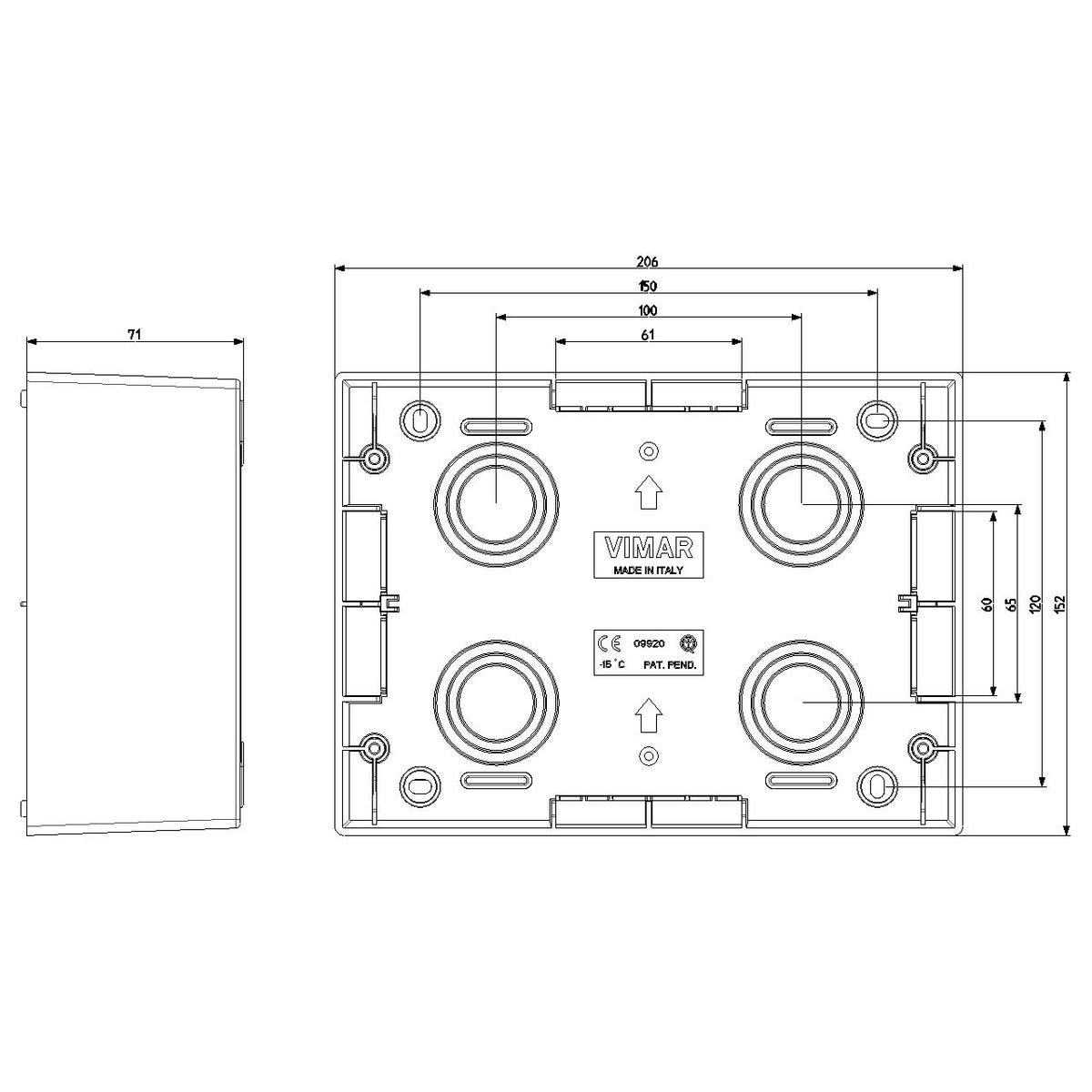 Vimar 12-14 Modules Surface Mounting Box, For Idea, Eikon and Plana — Quality Boat Parts
