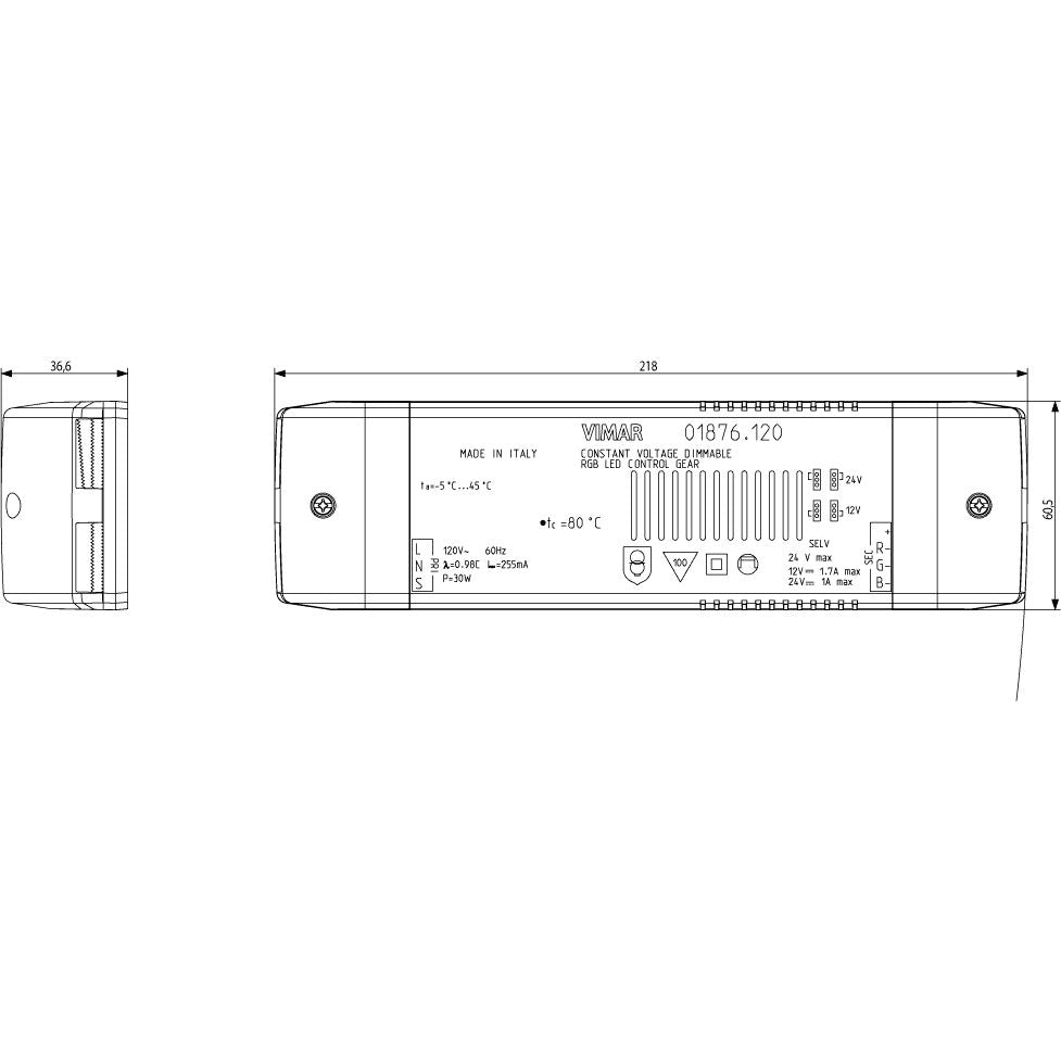Vimar LED RGB Constant Voltage Driver, For RGB LED Modules, 12/24VDC, 24W, IP20 — Quality Boat Parts
