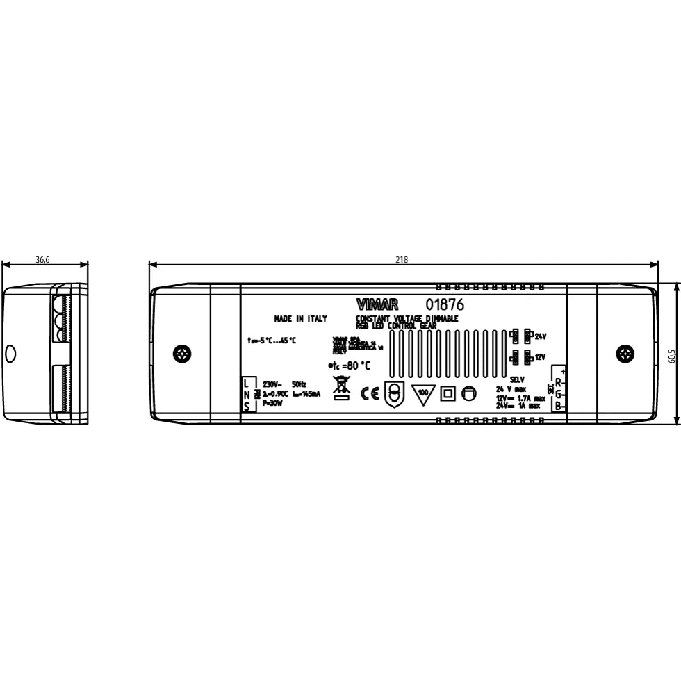 Vimar LED RGB Constant Voltage Driver, For RGB LED Modules, 12/24VDC, 24W, IP20 — Quality Boat Parts