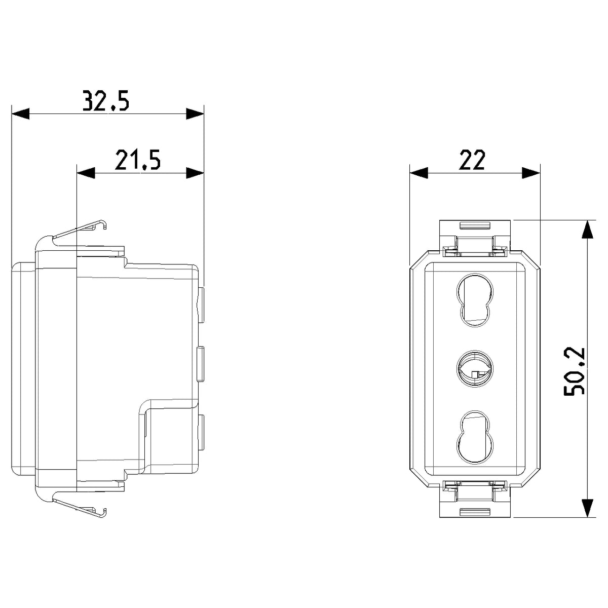 Vimar 8000 2P+E P17/11 Socket Outlet, 16A, 250V, Flush Mount, IP20 — Quality Boat Parts