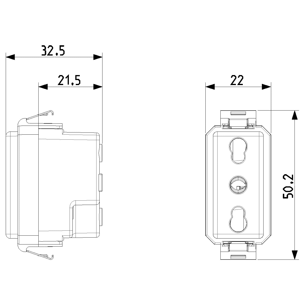 Vimar 8000 2P+E P17/11 Socket Outlet, 16A, 250V, Flush Mount, IP20 — Quality Boat Parts