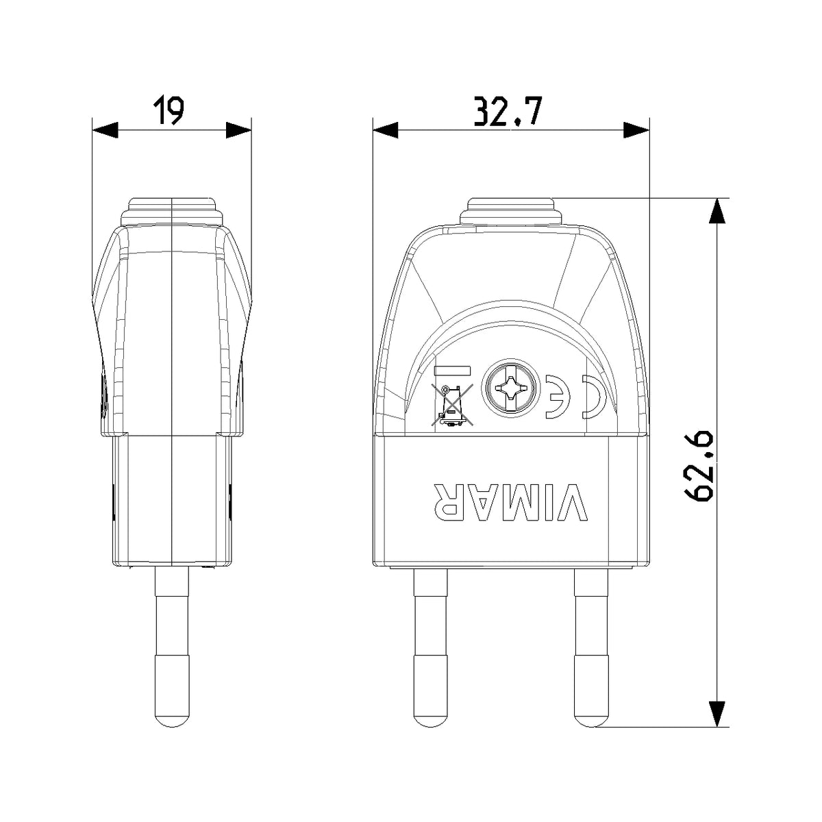 Vimar Supernova Series 2P 10A S10 Axial Plug, 250V, SICURY — Quality Boat Parts