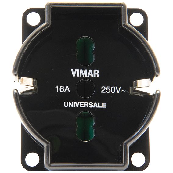 Vimar SICURY Universal Outlet Insert, 2P+T, 16A, 250V, IP20, Screw Terminal, Halogen-Free — Quality Boat Parts