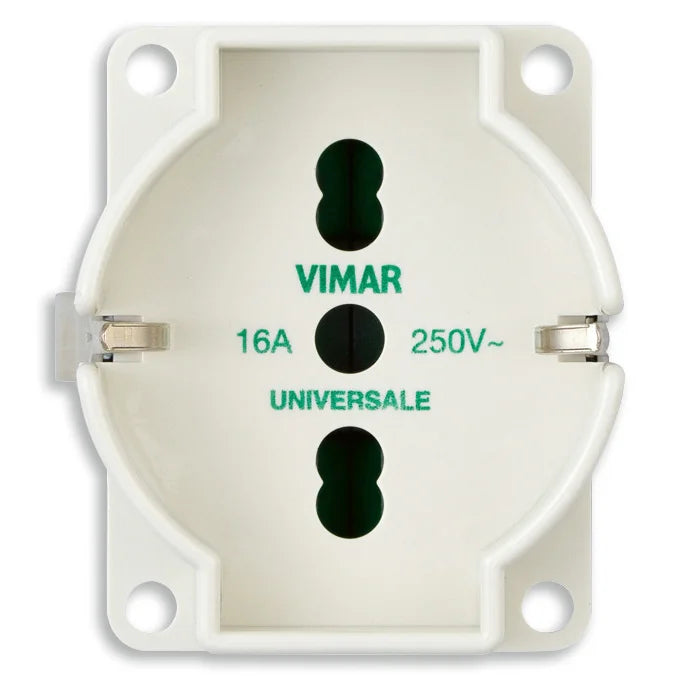 Vimar SICURY Universal Outlet Insert, 2P+T, 16A, 250V, IP20, Screw Terminal, Halogen-Free — Quality Boat Parts