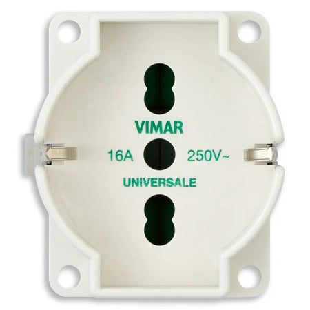 Vimar SICURY Universal Outlet Insert, 2P+T, 16A, 250V, IP20, Screw Terminal, Halogen-Free — Quality Boat Parts