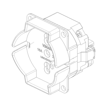 Vimar SICURY Universal Outlet Insert, 2P+T, 16A, 250V, IP20, Screw Terminal, Halogen-Free — Quality Boat Parts