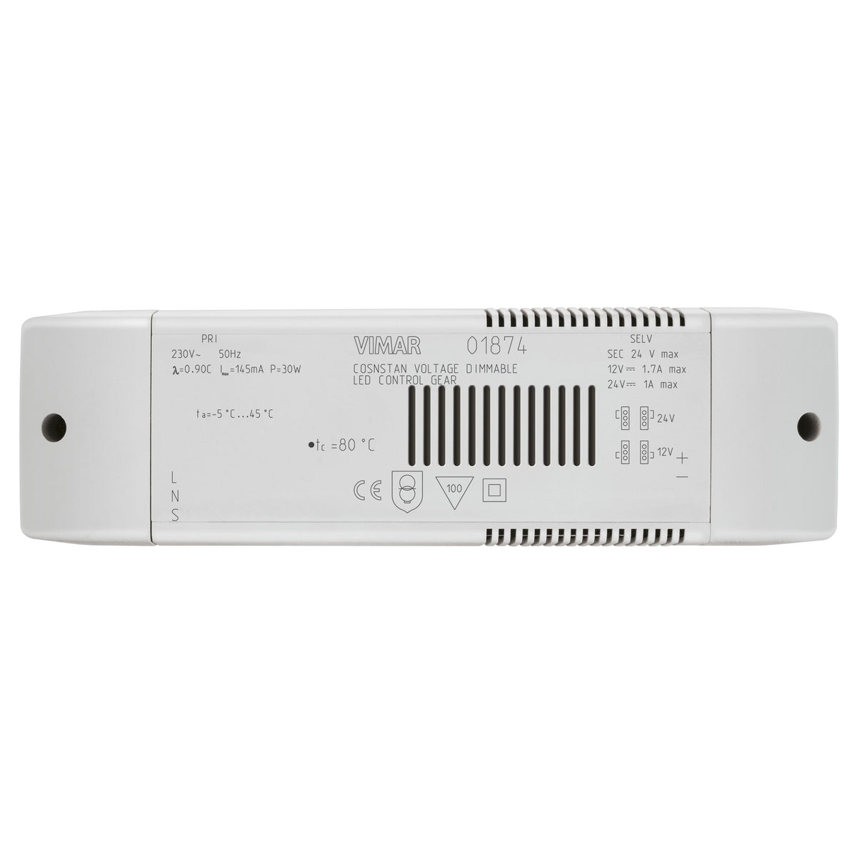 Vimar LED Driver, 12/24V DC, Constant Voltage, 24W, IP20, Dimmable with MASTER Dimmers — Quality Boat Parts