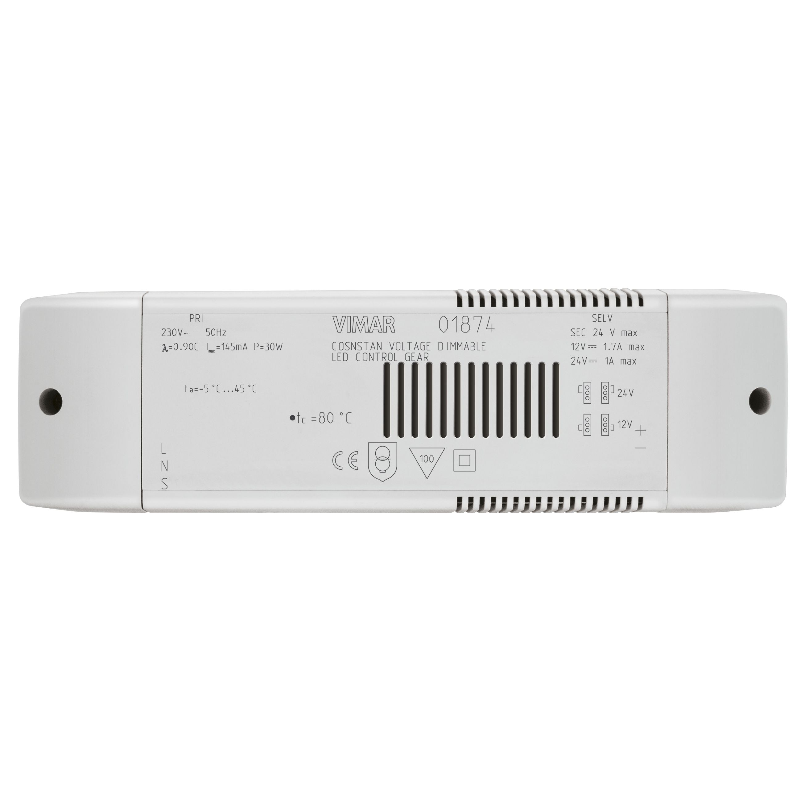 Vimar LED Driver, 12/24V DC, Constant Voltage, 24W, IP20, Dimmable with MASTER Dimmers — Quality Boat Parts