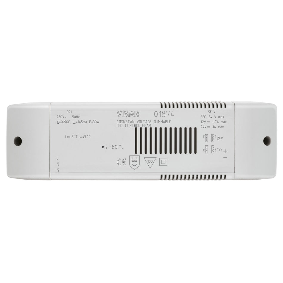 Vimar LED Driver, 12/24V DC, Constant Voltage, 24W, IP20, Dimmable with MASTER Dimmers — Quality Boat Parts