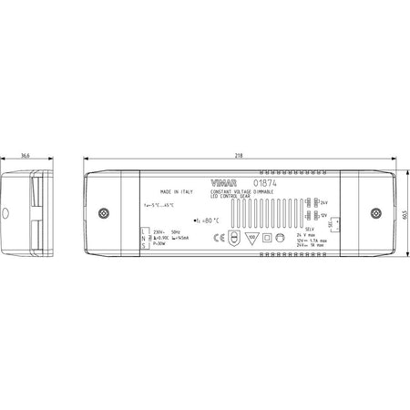 Vimar LED Driver, 12/24V DC, Constant Voltage, 24W, IP20, Dimmable with MASTER Dimmers — Quality Boat Parts