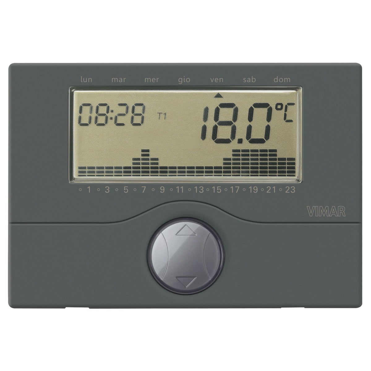 Vimar Surface Battery Timer Thermostat, For Heating and Air-Conditioning Systems, 5(2)A 250V, Daily/Weekly Programming — Quality Boat Parts