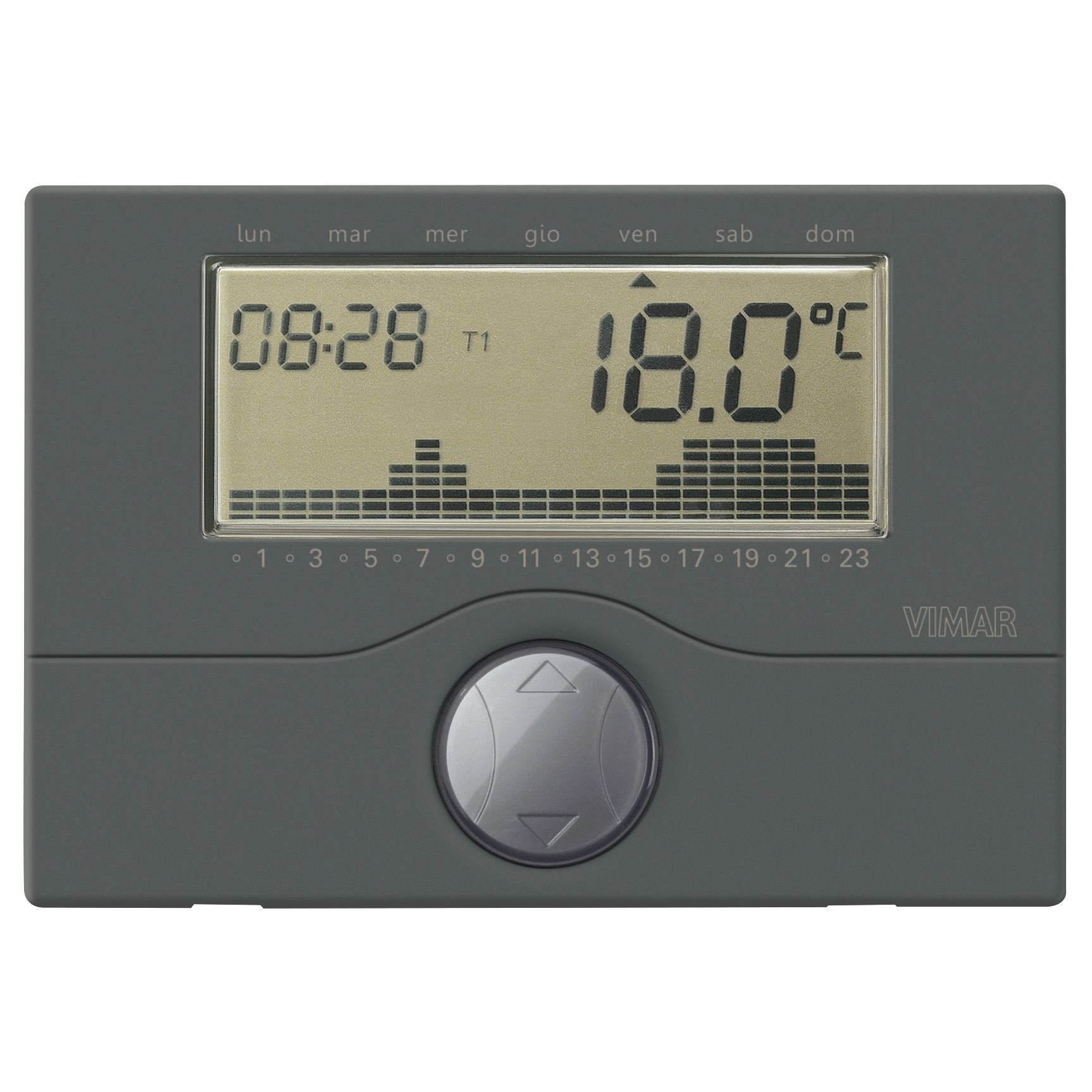 Vimar Surface Battery Timer Thermostat, For Heating and Air-Conditioning Systems, 5(2)A 250V, Daily/Weekly Programming — Quality Boat Parts