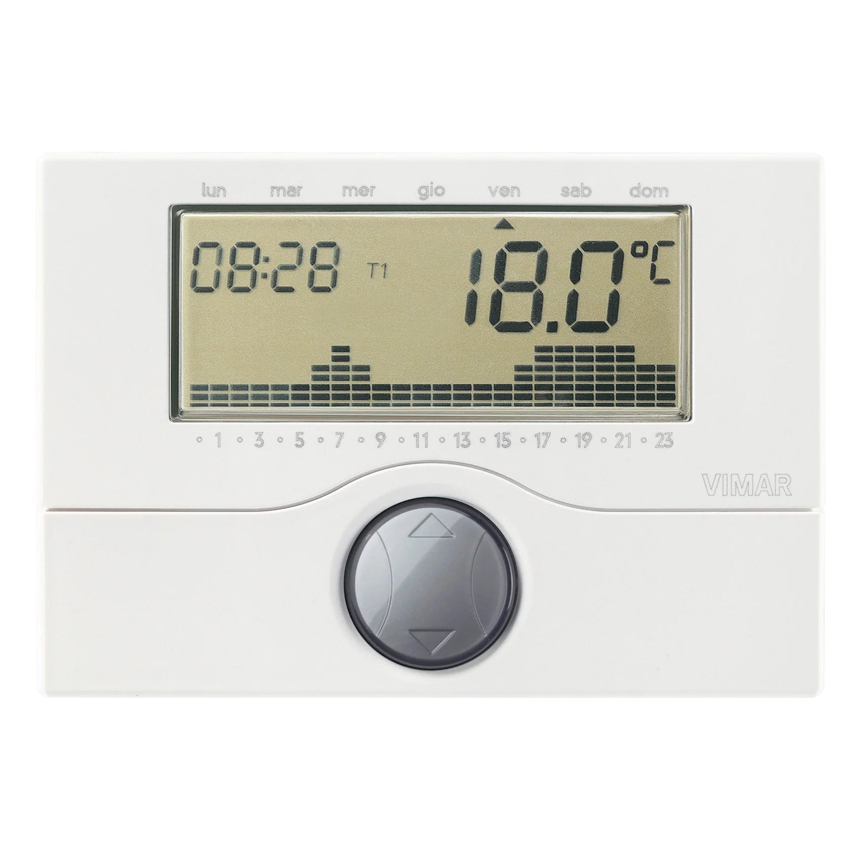 Vimar Surface Battery Timer Thermostat, For Heating and Air-Conditioning Systems, 5(2)A 250V, Daily/Weekly Programming — Quality Boat Parts