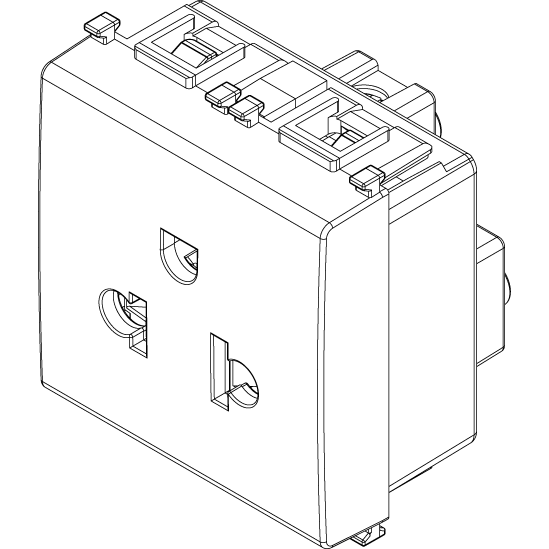 Vimar PLANA USA/EU SICURY Socket Outlet, 16A 250V, 2P+E, 2-Module — Quality Boat Parts