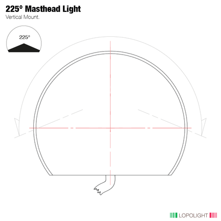 Lopolight Series 201-011 LED Masthead Light, 3NM, Vertical Mount, 10-32VDC, IP68, 15m Cable — Quality Boat Parts
