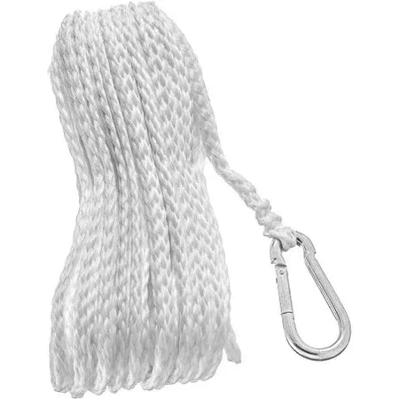 Attwood Marine Anchor Line with Snap Hook, 1/4 in x 50 ft, Hollow Braid Polypropylene, White — Quality Boat Parts