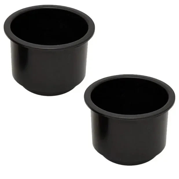 Attwood Marine Flush Mount Cup Holder, 3 3/4 in Cutout, 3 1/8 in Deep, Self-Draining, Black Polymer — Quality Boat Parts