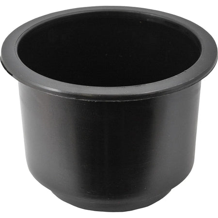 Attwood Marine Flush Mount Cup Holder, 3 3/4 in Cutout, 3 1/8 in Deep, Self-Draining, Black Polymer — Quality Boat Parts