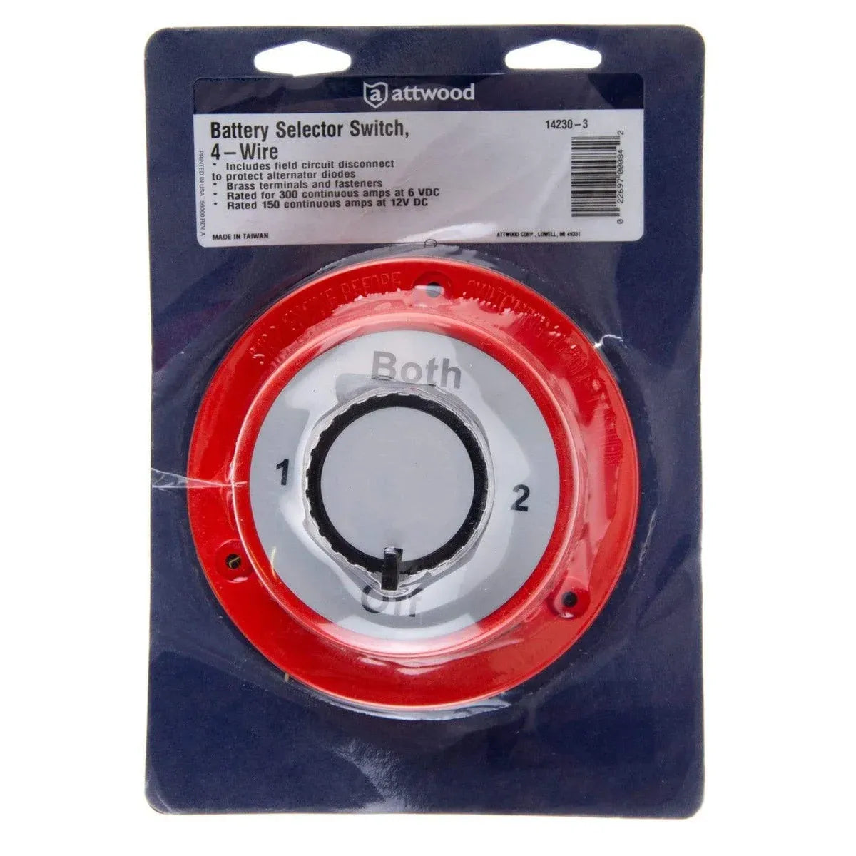 Attwood Marine Battery Selector Switch, 4-Way, 6-32V, 300A/150A — Quality Boat Parts