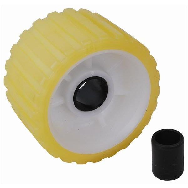 Attwood Marine Groove Rib Roller, 5 in, Yellow Rubber — Quality Boat Parts