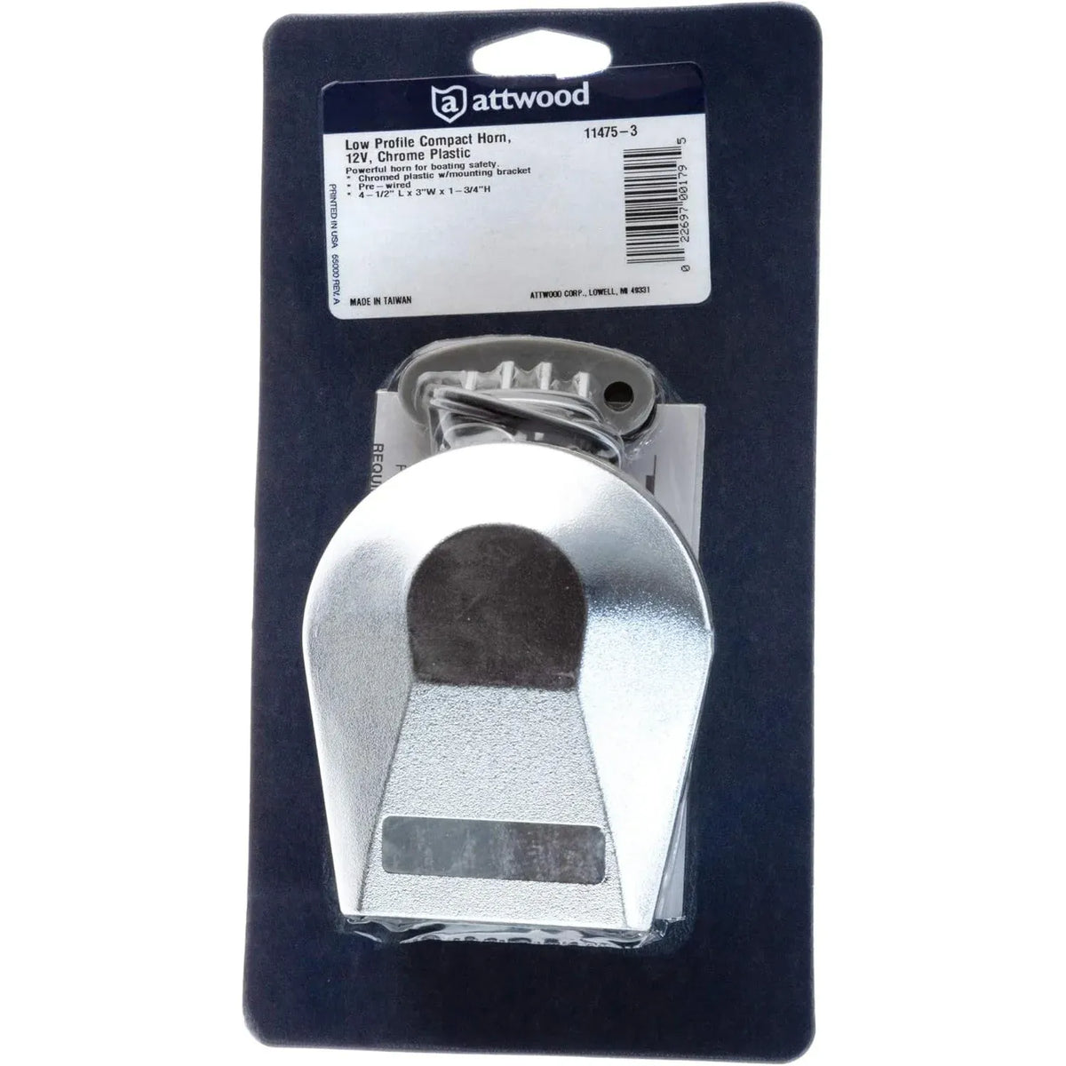 Attwood Marine Low-Profile Compact Horn, 12V, Chrome Plastic — Quality Boat Parts
