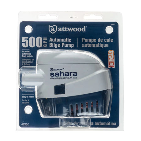 Attwood Marine Sahara S500 Automatic Bilge Pump, 12V, 500 GPH, 3/4 in Outlet — Quality Boat Parts