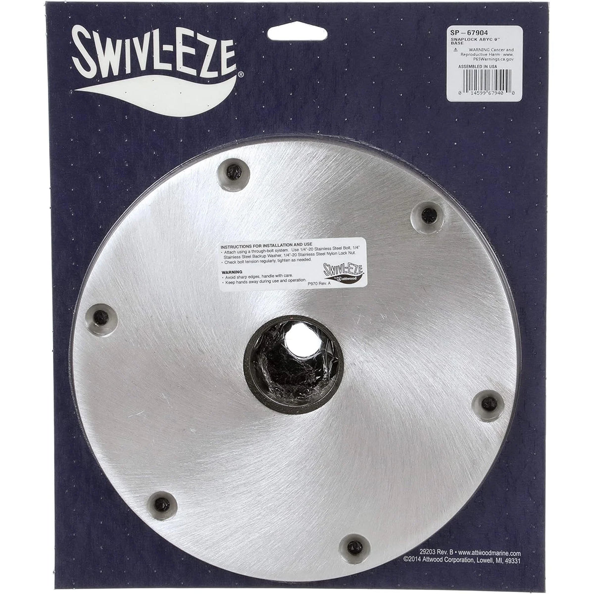 Attwood Marine Snap-Lock Seat Base Plate, For 1.77 in Posts, 9 in Round, Aluminum — Quality Boat Parts