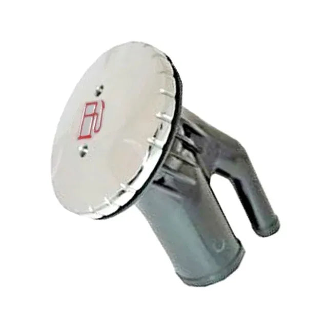 Attwood Marine Round Vented Gas Deck Fill, Angled, Black Plastic, 1-1/2 in Fill Hose, 5/8 in Vent Hose — Quality Boat Parts
