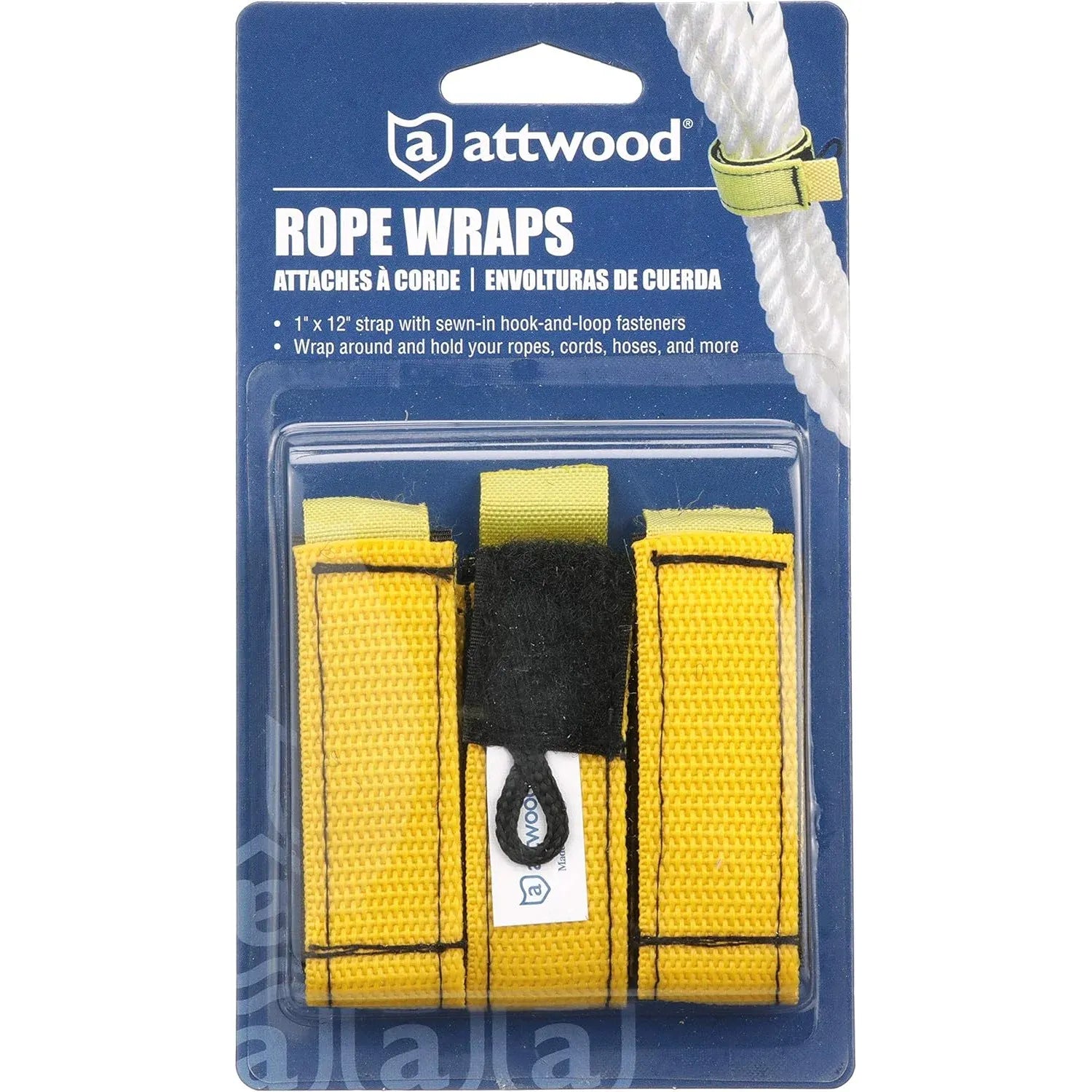 Attwood Marine Rope Wraps, 1 in x 12 in, 3pk, Hook-and-Loop — Quality Boat Parts