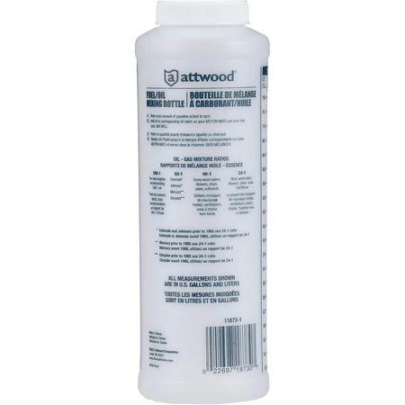 Attwood Marine Fuel/Oil Mixing Bottle, For 2-Cycle Engines, 1 Qt, Wide-Mouth — Quality Boat Parts