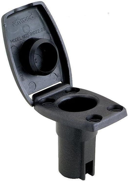 Attwood Marine Oval Navigation Light Base, For Angled Pole Lights, 2-Pin, 7.5 Degree Angle, Black Housing — Quality Boat Parts