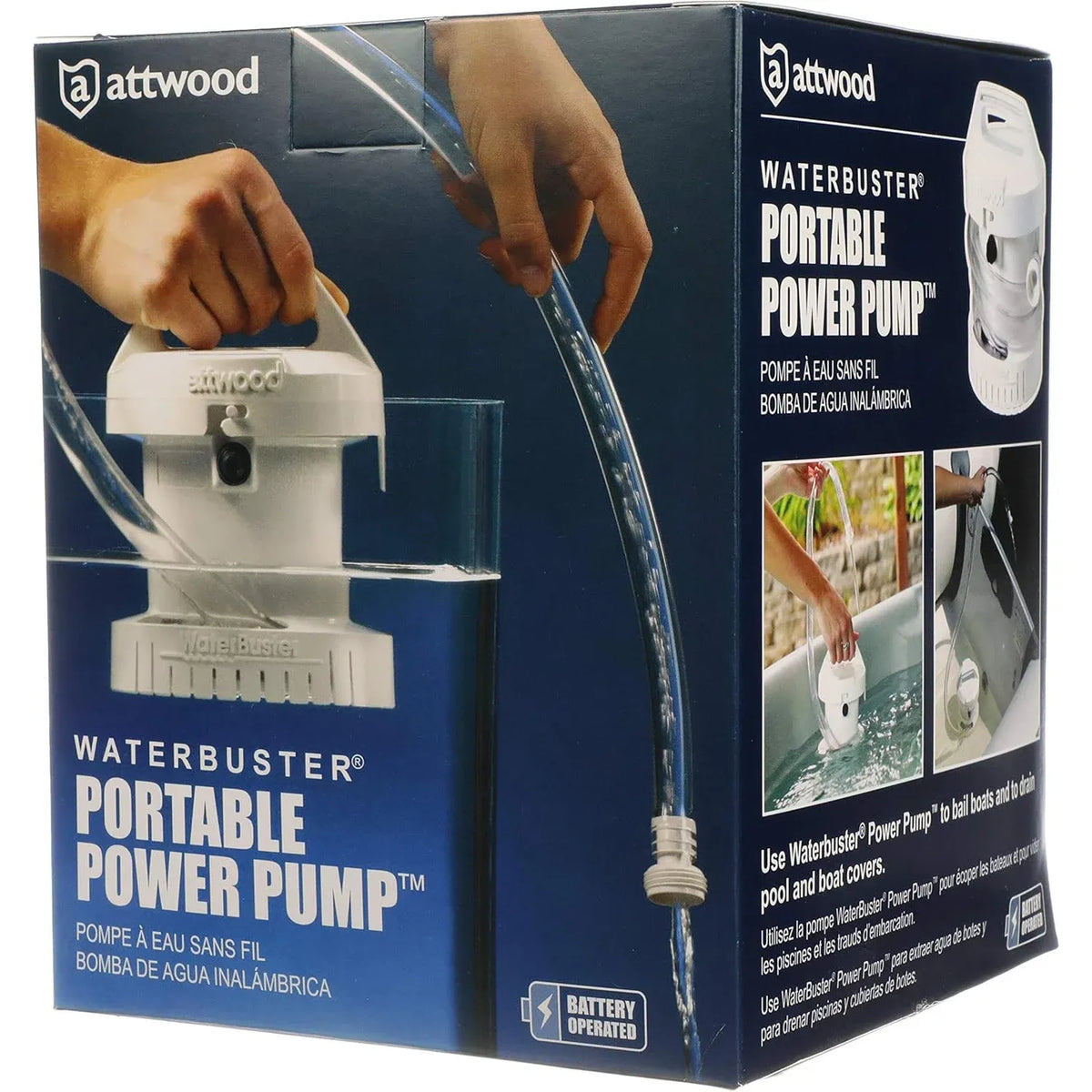 Attwood Marine WaterBuster Portable Submersible Pump, 200 GPH, Battery Powered — Quality Boat Parts