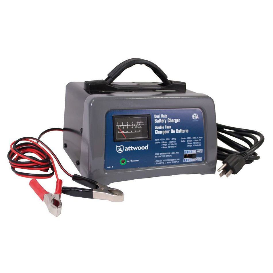 Attwood Marine Marine & Automotive Battery Charger, 12V/6V, 2A/6A, Automatic Trickle Charge — Quality Boat Parts