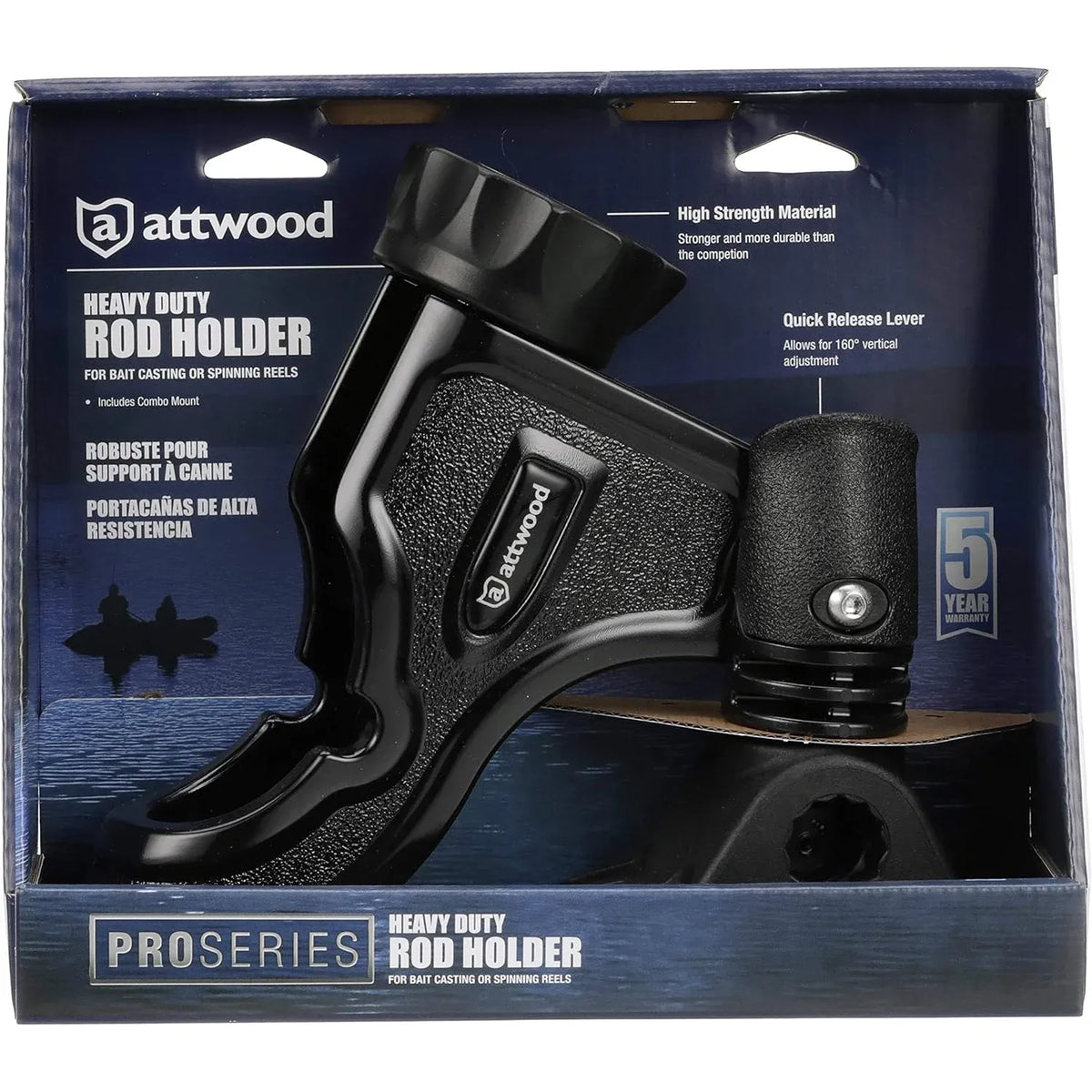 Attwood Marine Pro Series Heavy-Duty Rod Holder, For Casting and Spinning Rods, Combo Mount — Quality Boat Parts