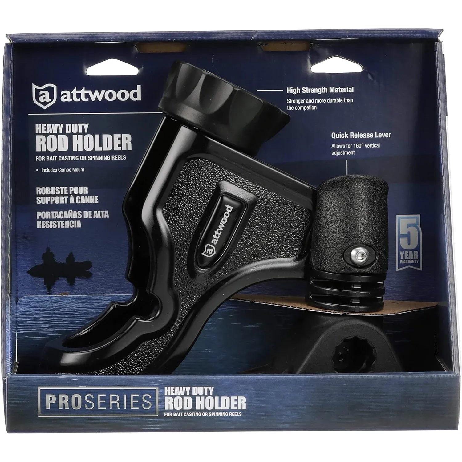 Attwood Marine Pro Series Heavy-Duty Rod Holder, For Casting and Spinning Rods, Combo Mount — Quality Boat Parts